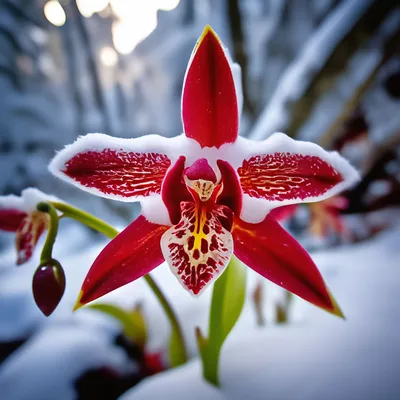 Стеновая панель с фотопечатью красная орхидея купить в Ярославле по цене 5  700 ₽ в магазине мебели НОНТОН.РФ