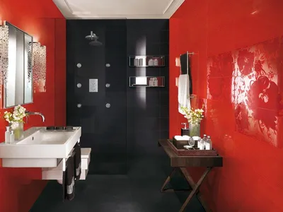 Черно красная ванная | Смотреть 32 идеи на фото бесплатно
