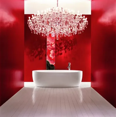 Фото интерьера, Ванная комната площадью 12 кв.м. Проект Ванная комната  красная - Европейский дворик, Автор проекта: