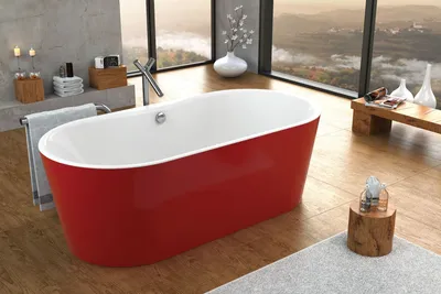 Kolpa-san Comodo FS 185x90 красная с цельнолитой панелью - Купить -  Акриловая ванна