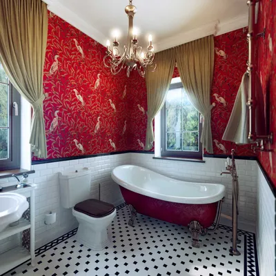 Красная ванная комната - 90 фото идей яркого современного дизайна
