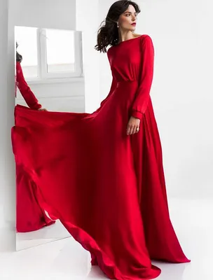 Атласное красное вечернее платье купить в Москве