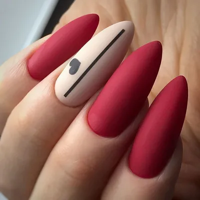 Красные матовые ногти дизайн (55 фото)
