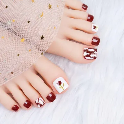 Педикюр | Red toenails, Toe nails, Holiday nails