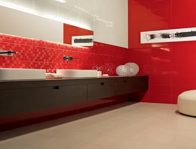 Красный кафель в ванной фото фото