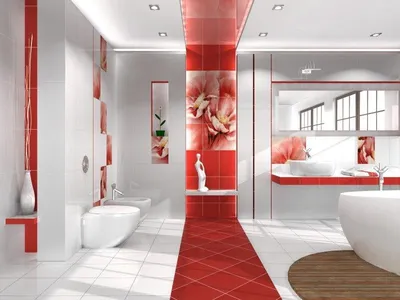Красная плитка в ванной - Дизайн и Ремонт