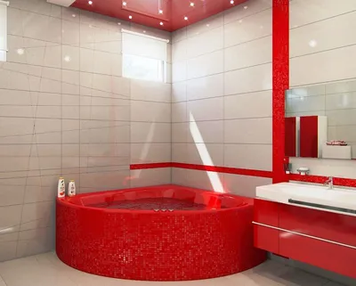 Плитка красная для ванной комнаты