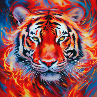 Красный Тигр огонь абстракции» — создано в Шедевруме
