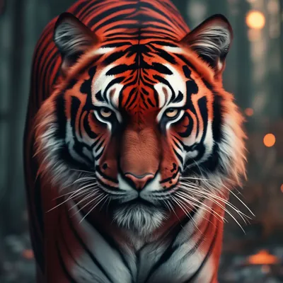Красный тигр с белыми рогами на …» — создано в Шедевруме