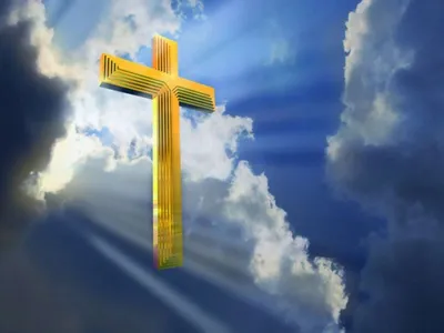Деревянный крест на фоне неба. Христианская религия :: Стоковая фотография  :: Pixel-Shot Studio