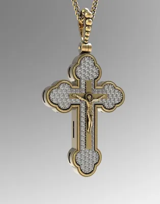 Купить православный Золотой крестик 14778АКВ для крещения ребенка