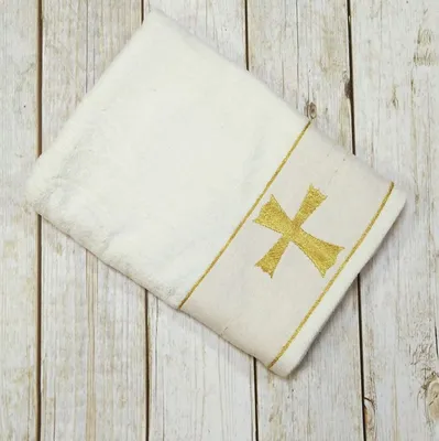 Крестильное полотенце Крестик золото, 70х135 - Магазин «Неглиже»
