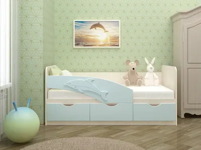 Детская кровать Дельфин-5 с ящиками и бортиком, спальное место 1,6х0,8 м -  Детская кровать Дельфин-5 (1,6 м)