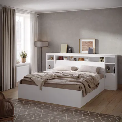 Белая кровать двуспальная - изготовление на заказ в Москве