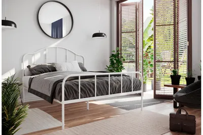 Двуспальная кровать Неаполь 160х200 ясень анкор светлый/экокожа белая в  интернет-магазине Магмебель за 27790 руб