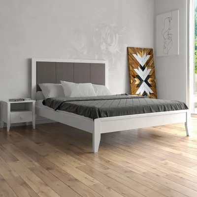 Двуспальная кровать Bremens-Модерн белая/бирюзовая