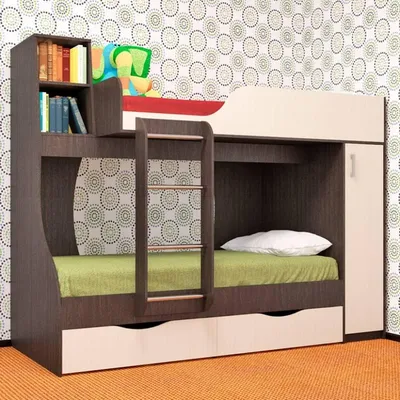 2-х ярусная кровать Симба для девочек, спальные места 190х90 см - Детская  мебель Симба: двухъярусная кровать, кровать-чердак, модульная серия