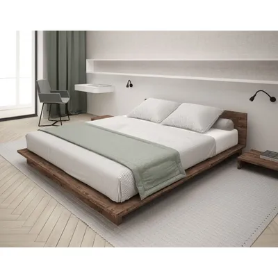 Уникальная Кровать Luca Grande Слэб Кантри. Дизайнерская мебель из массива  дуба для спальни