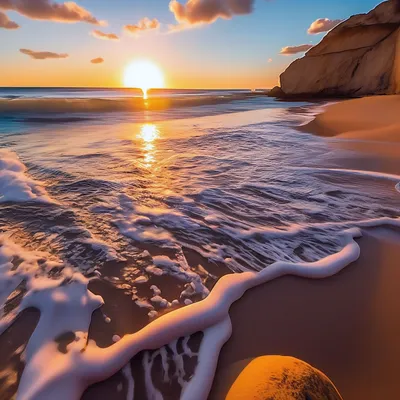 Красивое море пляжа во время восхода и захода солнца Стоковое Фото -  изображение насчитывающей песок, облако: 202253460