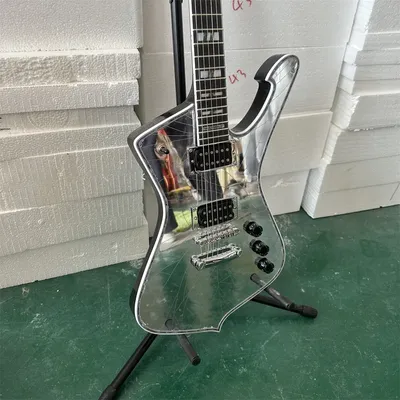 Новая электрическая гитара Iceman Paul Stanley, серебряные супер крутые  треснувшие зеркальные электрогитары, гитары | AliExpress