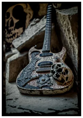 Гитара-череп из ада - Постер металлической музыки - Sinister.se