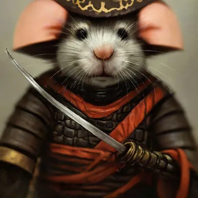 Крыса самурай в костюме черепашек …» — создано в Шедевруме