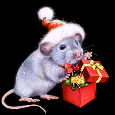 Новогодняя мышь рисунок - 38 фото