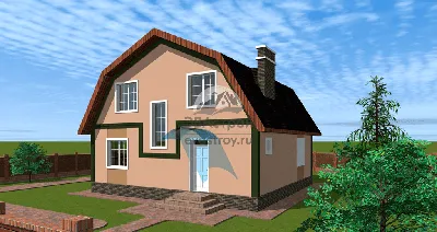 Проект дома 10 на 10 с мансардой и ломаной крышей из пеноблоков 101-32