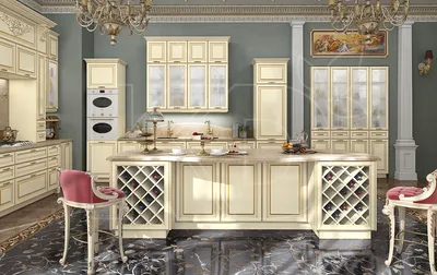 Кухня Платинум ясень голд/патина золото (2,65х3,6 м): купить в мебельном  магазине МебельОК