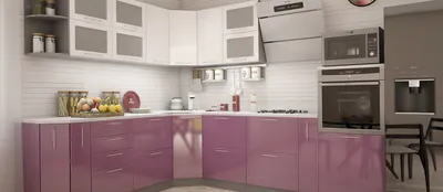Кухня в сочетании светло-серого и фиолетово-графитового цвета | 62 КУХНИ