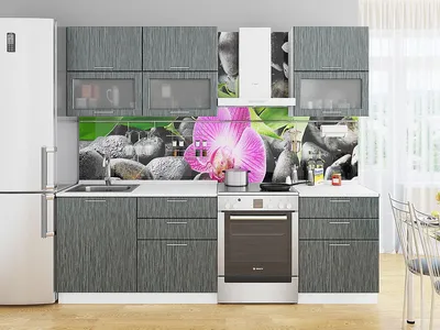 Модульная кухня Смайл цвет белый металлик - черный металлик 1,6 метра -  купить со склада в Москве