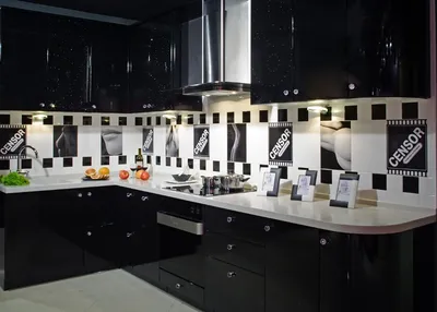 Модульная кухня Капля Белый металлик/Черный металлик 2,6 м купить в Перми,  цена