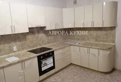 Угловая кухня из пластика с бежевыми фасадами \"arpa-1 арт.2\" по цене от 18  300 руб. от производителя «Аврора Кухни»