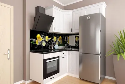Маленькая кухня со встроенным холодильником под ключ