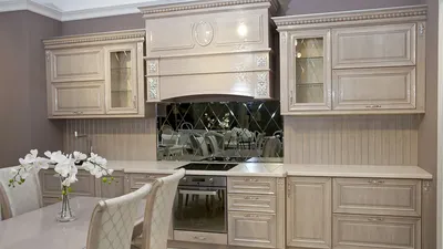 Амелия\" - Угловая кухня белого цвета в стиле \"Современный\" с фасадами из  МДФ в Губахе