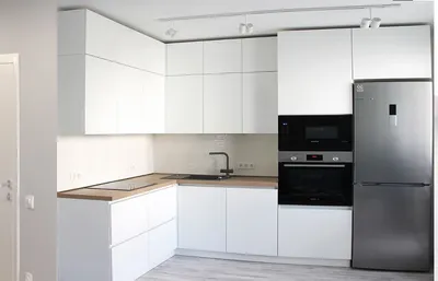 Недорогая белая угловая кухня Лада-423 модерн,1800х3000 мм,цена 158 400 руб.