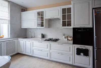 Белая угловая кухня в стиле high-tech \"Модель 770\" в Тамбове - цены, фото и  описание.