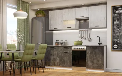 SV-мебель Лилия кухня 2,2 м (1,7 м + 0,5 м) камень темный/цемент светлый/  фенди купить в Минске
