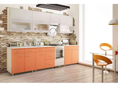 Купить Кухня \"Марта-5\" (МДФ) (2,9м), цвет - металл оранж (ами),(12)  Т-000057103 в сети магазинов Хайтек!
