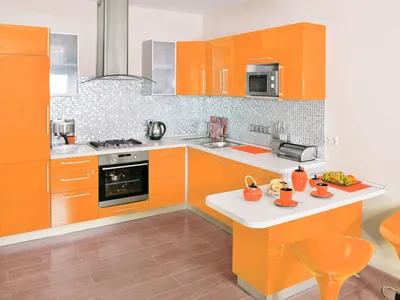Бело-оранжевая кухня купить в «Верона-Кухни» в Москве
