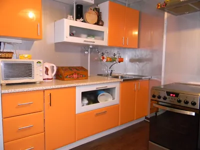 Серо оранжевая кухня — Фабрика «Маруся Мебель»