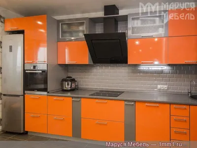 Кухня Гранд серо-оранжевая - заказать недорого в интернет магазине от  производителя с доставкой по Москве и области