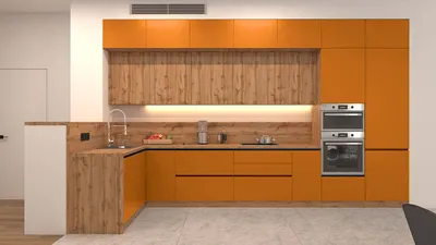 Оранжевая кухня: сочетание цвета с другими в интерьере - черным, белым,  серым, - 59 фото