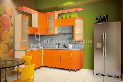 Оранжевая с венге кухня 9 кв.м (12 фото)