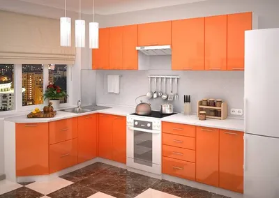 Оранжевая кухня — купить в Москве оранжевые угловые кухни: цены эконом, фото