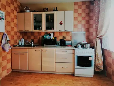 Купить прямую кухню с микроволновкой Прага-20 бело-коричневого цвета по  низкой цене