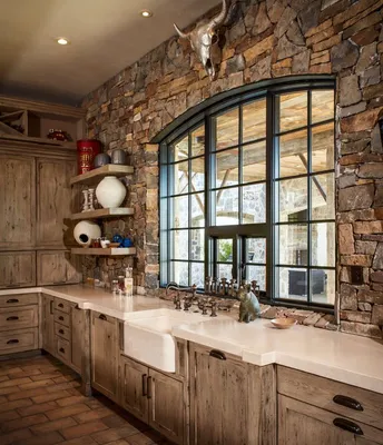 кухня шале | Rustic kitchen design, Ranch house kitchen, Rustic kitchen  cabinets