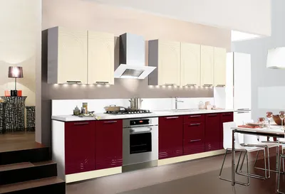 Кухни для студии цвета бордо