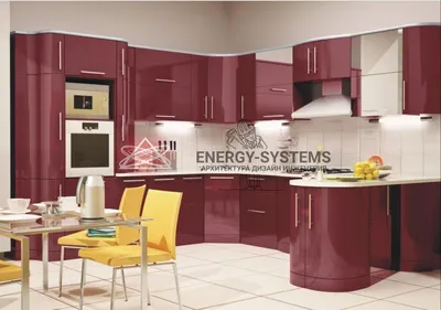 Интерьер бордовой кухни • Energy-Systems