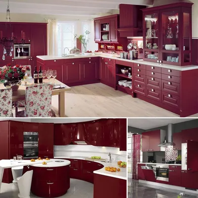 Бордовая кухня — фото в интерьере, гарнитуры, советы дизайнеров